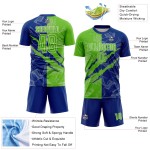 Benutzerdefinierte Graffiti Muster Aurora Grün-Royal Scratch Sublimation Fußball Uniform Jersey Benutzerdefinierte Graffiti Muster Aurora Grün-Royal Scratch Sublimation Fußball Uniform Jersey