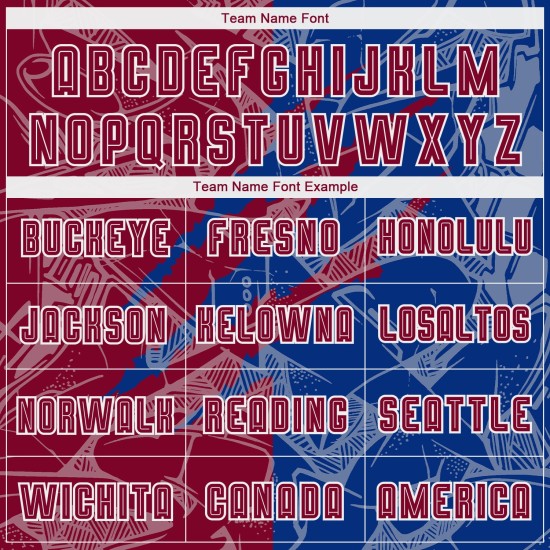 Benutzerdefinierte Graffiti Muster Maroon-Royal Scratch Sublimation Fußball Uniform Trikot Benutzerdefinierte Graffiti Muster Maroon-Royal Scratch Sublimation Fußball Uniform Trikot