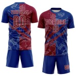 Benutzerdefinierte Graffiti Muster Maroon-Royal Scratch Sublimation Fußball Uniform Trikot Benutzerdefinierte Graffiti Muster Maroon-Royal Scratch Sublimation Fußball Uniform Trikot
