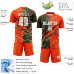 Benutzerdefinierte Graffiti Muster Olive-Orange Scratch Sublimation Fußball Uniform Jersey Benutzerdefinierte Graffiti Muster Olive-Orange Scratch Sublimation Fußball Uniform Jersey