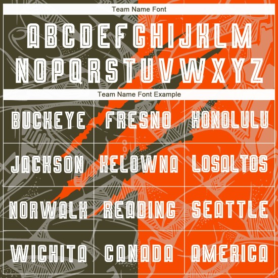 Benutzerdefinierte Graffiti Muster Olive-Orange Scratch Sublimation Fußball Uniform Jersey Benutzerdefinierte Graffiti Muster Olive-Orange Scratch Sublimation Fußball Uniform Jersey