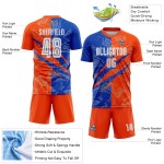 Benutzerdefinierte Graffiti Muster Thunder Blau-Orange Scratch Sublimation Fußball Uniform Jersey