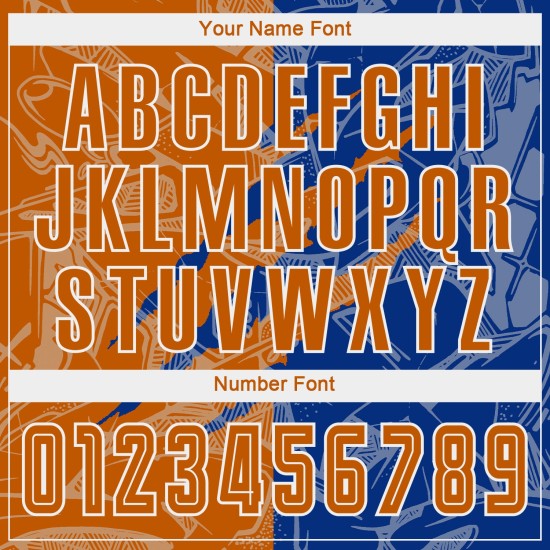 Benutzerdefinierte Graffiti Muster Texas Orange-Royal Scratch Sublimation Fußball Uniform Jersey