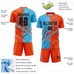 Benutzerdefinierte Graffiti Muster Schwarz Himmel Blau-Orange Scratch Sublimation Fußball Uniform Jersey