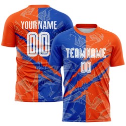 Benutzerdefinierte Graffiti Muster Thunder Blau-Orange Scratch Sublimation Fußball Uniform Jersey