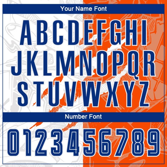 Benutzerdefinierte Graffiti Muster Royal-Orange Scratch Sublimation Fußball Uniform Jersey