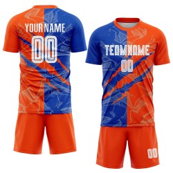 Benutzerdefinierte Graffiti Muster Thunder Blau-Orange Scratch Sublimation Fußball Uniform Jersey