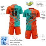 Benutzerdefinierte Graffiti Muster Schwarz Aqua-Orange Scratch Sublimation Fußball Uniform Jersey