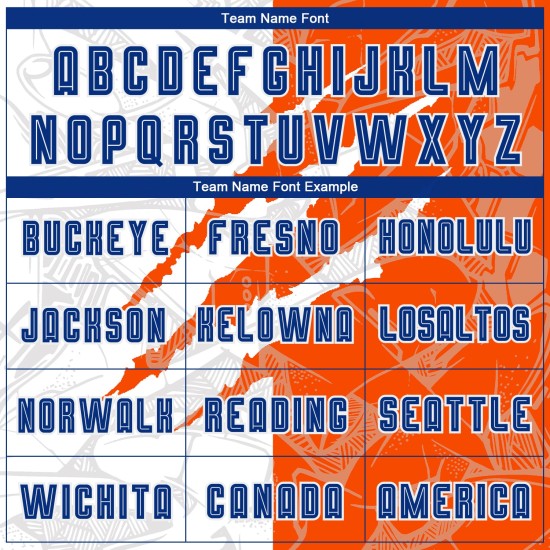 Benutzerdefinierte Graffiti Muster Royal-Orange Scratch Sublimation Fußball Uniform Jersey