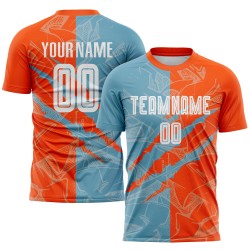 Benutzerdefinierte Graffiti Muster Schatten Blau-Orange Scratch Sublimation Fußball Uniform Jersey