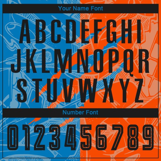 Benutzerdefinierte Graffiti Muster Schwarz Blau-Orange Scratch Sublimation Fußball Uniform Jersey