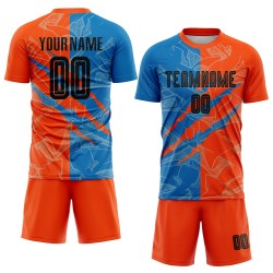 Benutzerdefinierte Graffiti Muster Schwarz Blau-Orange Scratch Sublimation Fußball Uniform Jersey