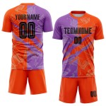 Benutzerdefinierte Graffiti Muster Schwarz Medium Lila-Orange Scratch Sublimation Fußball Uniform Jersey Benutzerdefinierte Graffiti Muster Schwarz Medium Lila-Orange Scratch Sublimation Fußball Uniform Jersey