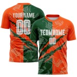 Benutzerdefinierte Graffiti Muster Grün-Orange Scratch Sublimation Fußball Uniform Jersey Benutzerdefinierte Graffiti Muster Grün-Orange Scratch Sublimation Fußball Uniform Jersey