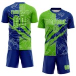Benutzerdefinierte Graffiti Muster Aurora Grün-Royal Scratch Sublimation Fußball Uniform Jersey Benutzerdefinierte Graffiti Muster Aurora Grün-Royal Scratch Sublimation Fußball Uniform Jersey
