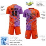 Benutzerdefinierte Graffiti Muster Schwarz Medium Lila-Orange Scratch Sublimation Fußball Uniform Jersey Benutzerdefinierte Graffiti Muster Schwarz Medium Lila-Orange Scratch Sublimation Fußball Uniform Jersey