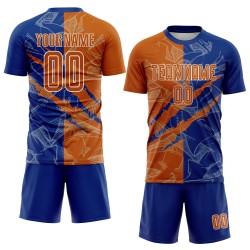Benutzerdefinierte Graffiti Muster Texas Orange-Royal Scratch Sublimation Fußball Uniform Jersey