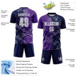 Benutzerdefinierte Graffiti Muster Lila-Navy Scratch Sublimation Fußball Uniform Trikot