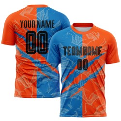 Benutzerdefinierte Graffiti Muster Schwarz Blau-Orange Scratch Sublimation Fußball Uniform Jersey