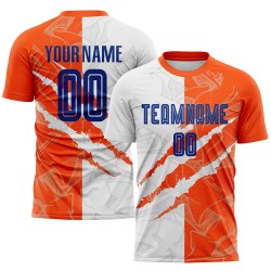 Benutzerdefinierte Graffiti Muster Royal-Orange Scratch Sublimation Fußball Uniform Jersey